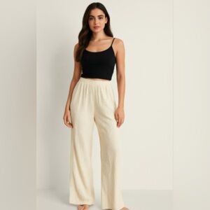 Anthropologie bishop + young Cream Seersucker Casual Pants